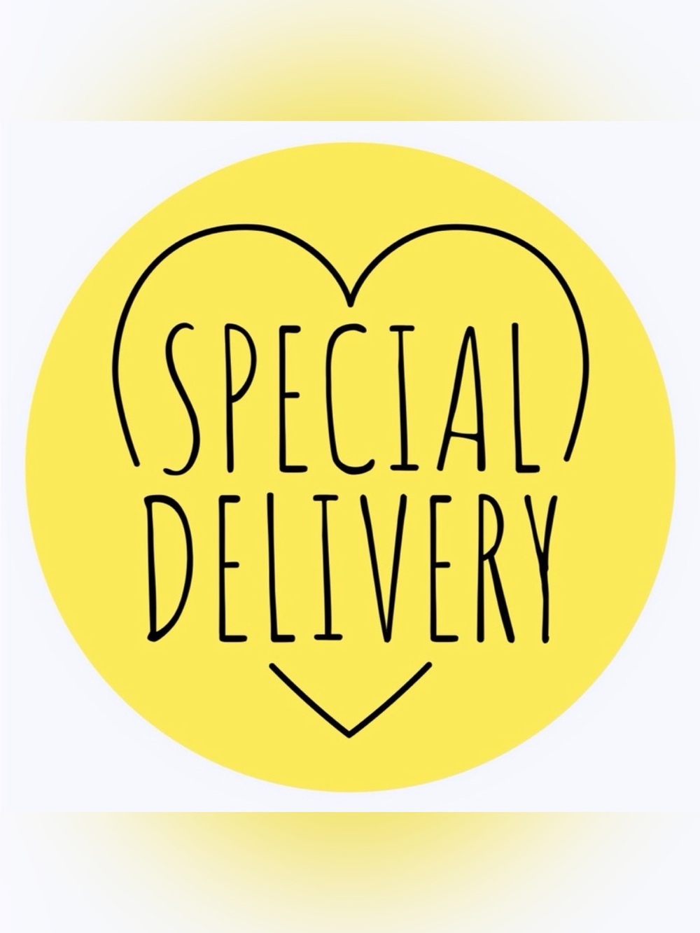 50 SHIPPING STICKERS - 2” ROUND - “SPECIAL DELIVERY” - YELLOW